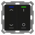 KNX 4tlačidlo 55x55 mm, RGBW LED, potlač žalúzie a 0/1, matná čierna