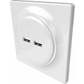 Zásuvka USB Walli, lesklá biela