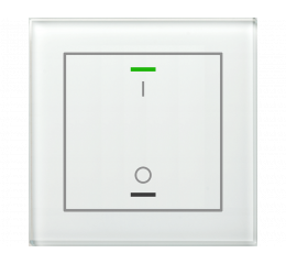 Sklenené KNX 2tlačidlo, RGBW LED, potlač 0/1, biela, meranie teploty