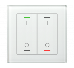 Sklenené KNX 4tlačidlo, RGBW LED, potlač 0/1, biela, merania teploty