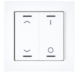 KNX 4tlačidlo 55x55 mm, RGBW LED, potlač žalúzie a 0/1, biela