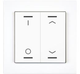 KNX 4tlačidlo 55x55 mm, RGBW LED, potlač 0/1 a žalúzie, biele, meranie teploty