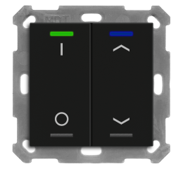 KNX 4tlačidlo 55x55 mm, RGBW LED, potlač 0/1 a žalúzie, matná čierna