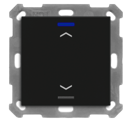 KNX 2tlačidlo 55x55 mm, RGBW LED, potlač žalúzie, matná čierna, meranie teploty