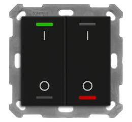 KNX 4tlačidlo 55x55 mm, RGBW LED, potlač 0/1, matná čierna, meranie teploty