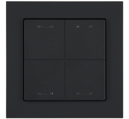 KNX 4tlačidlo 55x55 mm, RGBW LED, matná čierna, meranie teploty
