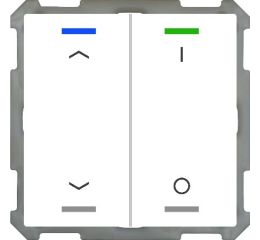 KNX 4tlačidlo 63x63 mm, RGBW LED, potlač žalúzie a 0/1, biele, meranie teploty