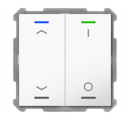 KNX 4tlačidlo 63x63 mm, RGBW LED, potlač žalúzie a 0/1, biele