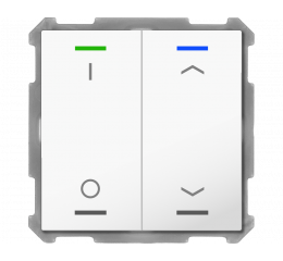 KNX 4tlačidlo 63x63 mm, RGBW LED, potlač 0/1 a žalúzie, biele
