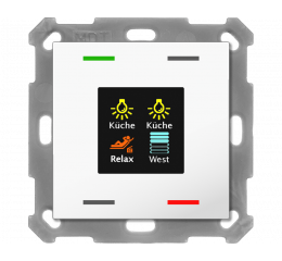 KNX 4tlačidlo 55x55 mm s displejom, biele, meranie teploty a vlhkosti