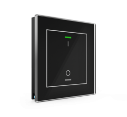 Sklenené KNX 2tlačítko, RGBW LED, potlač 0/1, čierne, meranie teploty