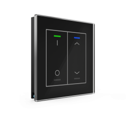 Sklenené KNX 4tlačítko, RGBW LED, potlač 0/1 a žalúzie, čierne, meranie teploty