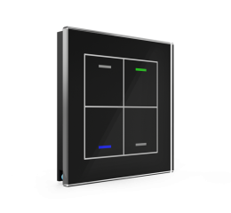 Sklenené KNX 4tlačítko, RGBW LED, čierne, meranie teploty