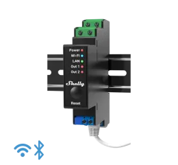 Shelly Pro 2PM, spínací modul 2x 16A na DIN lištu, meranie spotreby, WiFi, LAN
