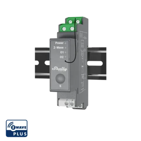 Shelly Wave 2, spínací modul 2x 16A na DIN lištu, Z-Wave