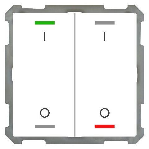 KNX 4tlačidlo 63x63 mm, RGBW LED, potisk 0/1, biele, meranie teploty