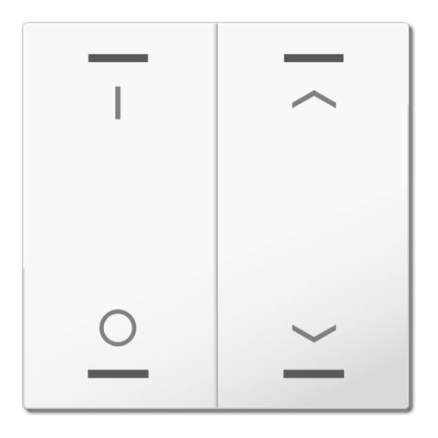 MDT hmatník pre KNX 2tlačidlo 63, štúdiová lesklá biela, spínač a žalúzie