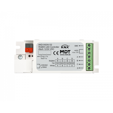 KNX LED stmívač 12/24V, 4 kanály, RGBW