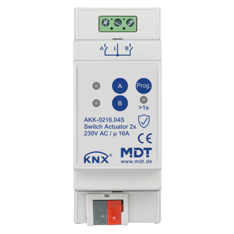 Spínací aktor 2násobný, 2M, 16A, 70µ, 10ECG, 230VAC, kompaktní, KNX Secure