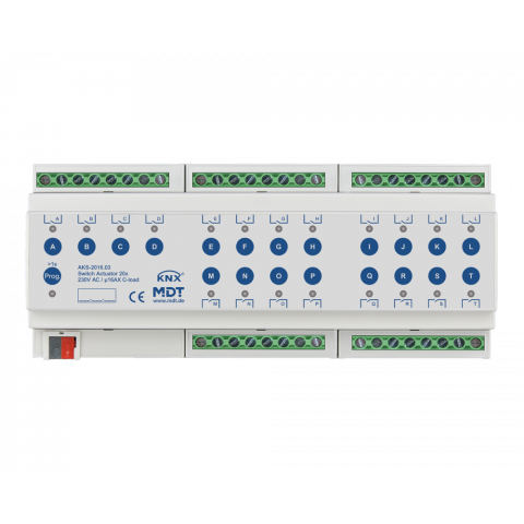 Spínací aktor AKS 20násobný, 12M, 16A, 230VAC, standard, 140μF
