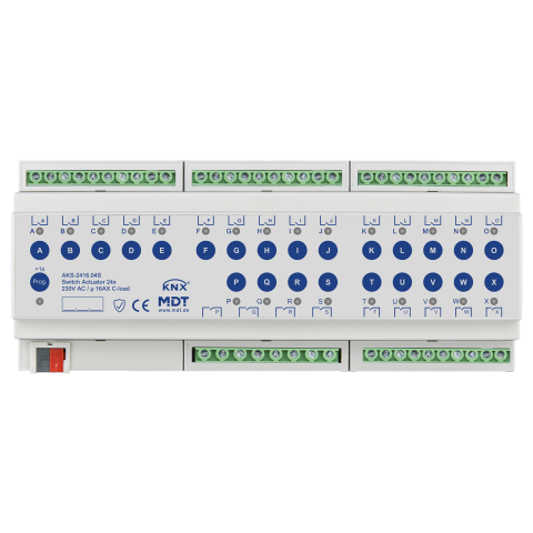 Spínací aktor AKS 24násobný, 12M, 16A, 230VAC, standard, 140μF, KNX Secure