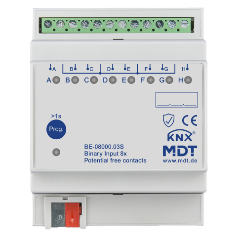 Binární vstupy 8násobné, 4M, bezpotenciálové vstupy, KNX Secure