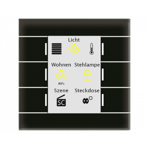Skleněný KNX ovladač s barevným displejem, černý