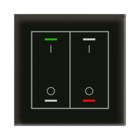 Skleněné KNX 4tlačítko, RGBW LED, potisk 0/1, černá, měření teploty