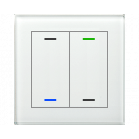 Sklenené KNX 4tlačidlo, RGBW LED, biela, meranie teploty