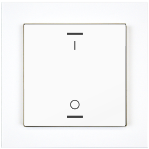 KNX 2tlačidlo 55x55 mm, RGBW LED, potlač 0/1, biela, meranie teploty