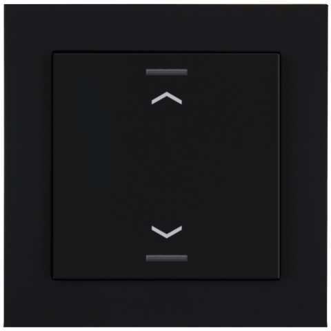 KNX 2tlačidlo 55x55 mm, RGBW LED, potlač žalúzie, matná čierna