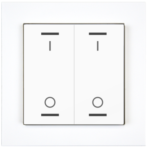 KNX 4tlačidlo 55x55 mm, RGBW LED, potlač 0/1, biela, meranie teploty