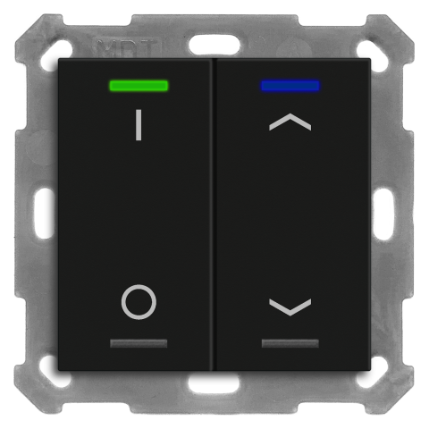 KNX 4tlačidlo 55x55 mm, RGBW LED, potlač 0/1 a žalúzie, matná čierna