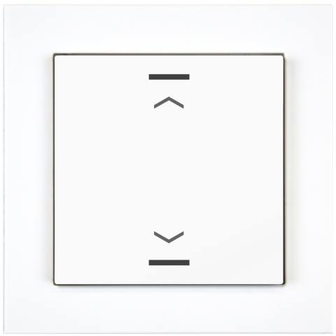 KNX 2tlačidlo 55x55 mm, RGBW LED, potlač žalúzie, biela