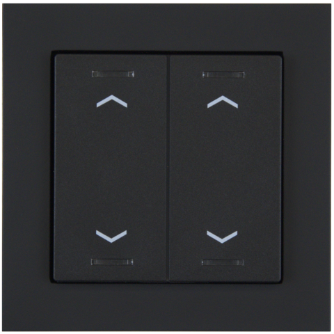KNX 4tlačidlo 55x55 mm, RGBW LED, potlač žalúzie, matná čierna, meranie teploty