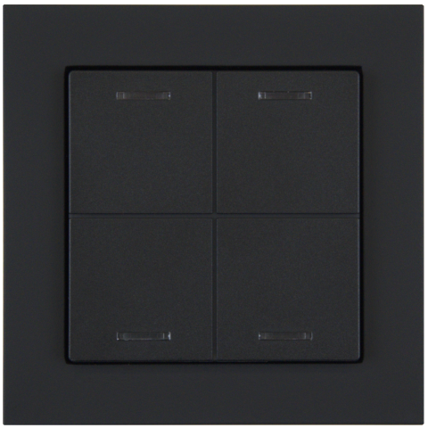 KNX 4tlačidlo 55x55 mm, RGBW LED, matná čierna