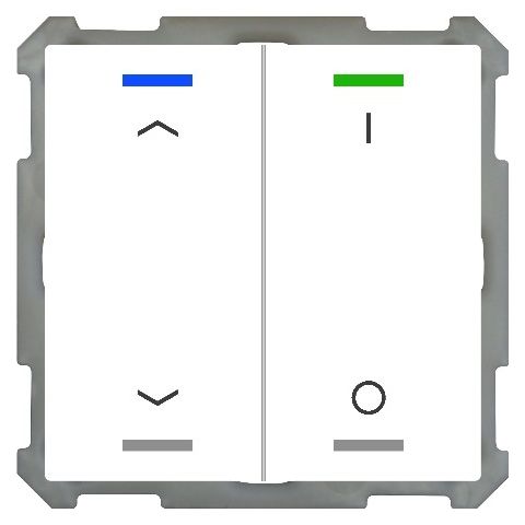 KNX 4tlačidlo 63x63 mm, RGBW LED, potlač žalúzie a 0/1, biele, meranie teploty
