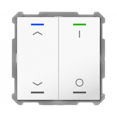 KNX 4tlačidlo 63x63 mm, RGBW LED, potlač žalúzie a 0/1, biele
