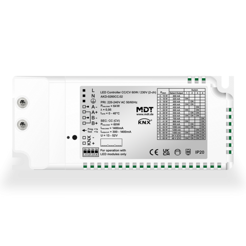 KNX LED stmievač CC/CV 60 W / 230 V, 2 kanály