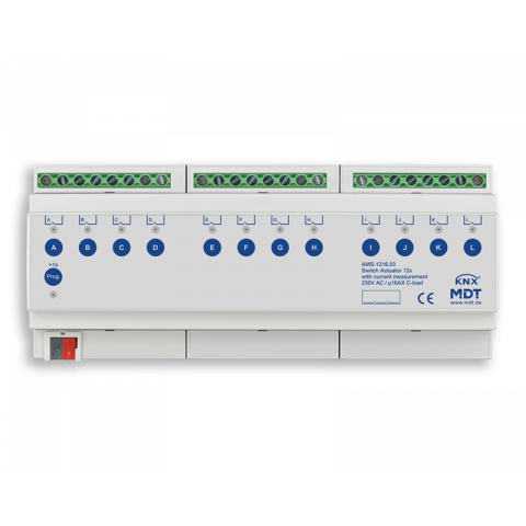 Spínací aktor AMS 12násobný, 12M, 16A, 230VAC, standard, 140μF, měření