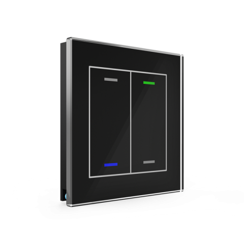 Sklenené KNX 4tlačítko, RGBW LED, čierne, meranie teploty