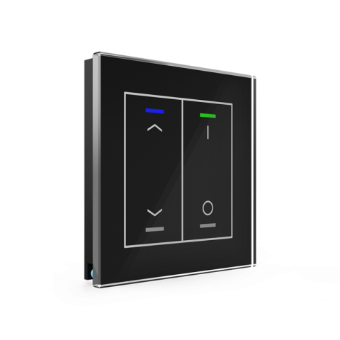 Sklenené KNX 4tlačítko, RGBW LED, potlač žalúzie a 0/1 , čierne, meranie teploty