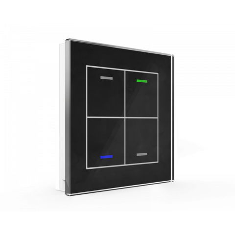 Sklenené KNX 4tlačidlo, RGBW LED, čierna, meranie teploty