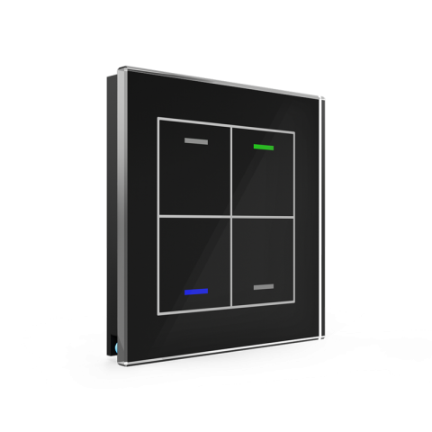Sklenené KNX 4tlačítko, RGBW LED, čierne, meranie teploty