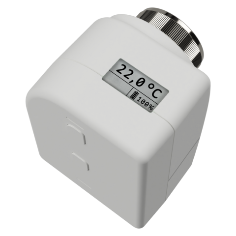 KNX RF+ termostatická hlavice s displejem, 2x AA baterie, KNX Secure