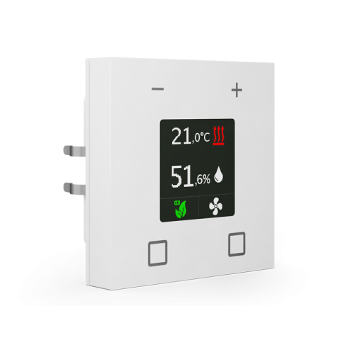 KNX regulátor izbovej teploty Smart 63, farebný displej, lesklá biela