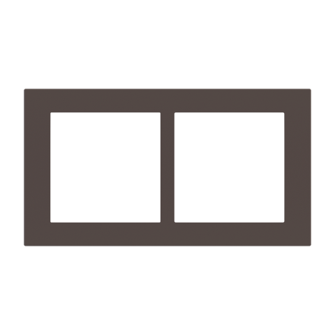 Deep obdĺžniková dvojnásobná doska, stredy 68 mm, otvor 60x60 + 60x60 mm, Cocoa Orinoco