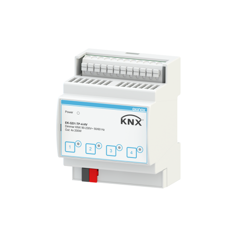 KNX stmievač 90–230V AC 4 kanály, na DIN lištu