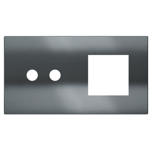 Magnetic plate 2-fold for 2-rocker push button + (45x45 mm window) Proxima series Metal Black Metal