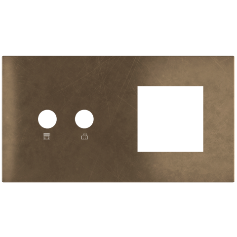 Magnetic plate 2-fold for 2-rocker push button + (45x45 mm window) Proxima series Metal Bronze Corke